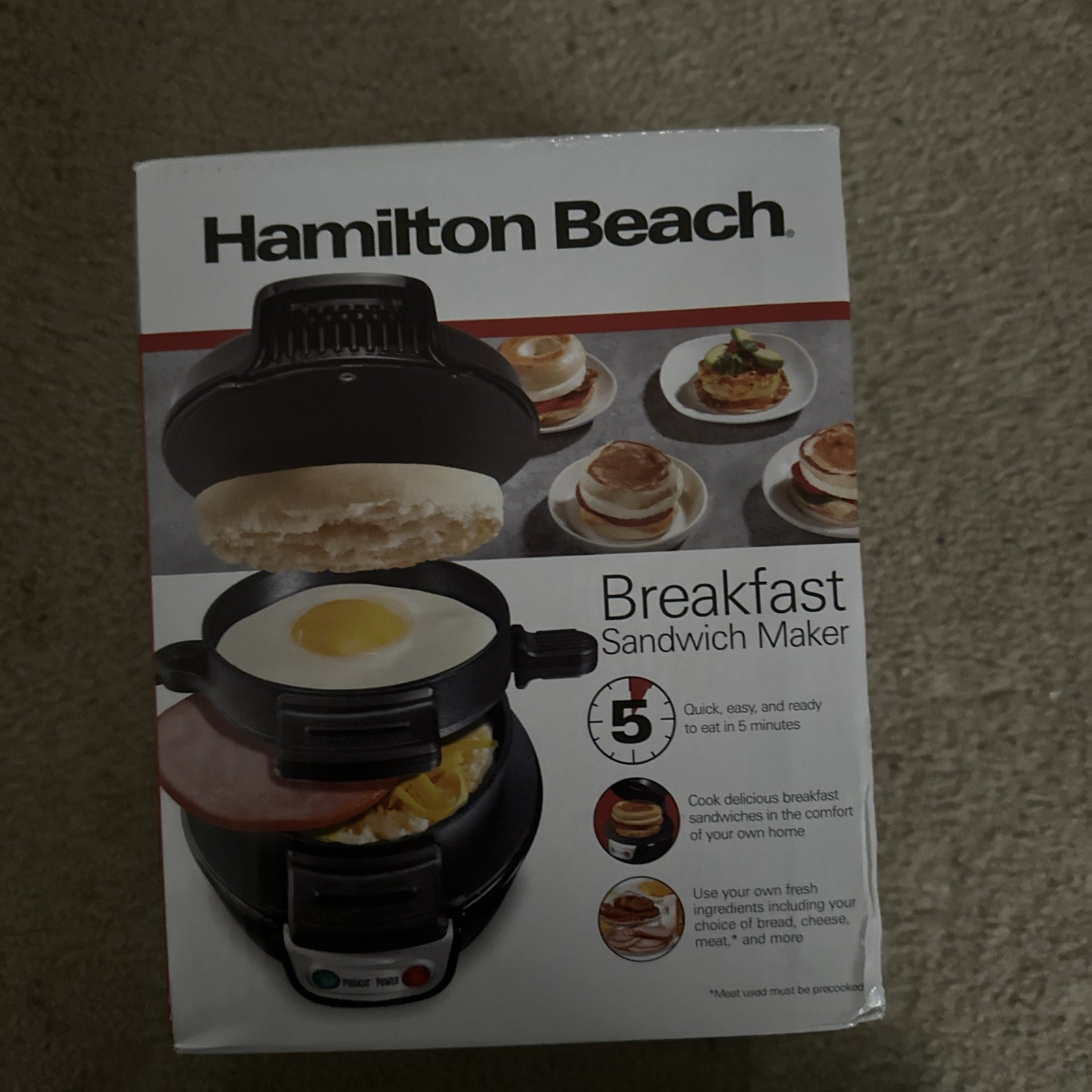Hamilton Beach 25477 Breakfast Sandwich Maker, New #3212