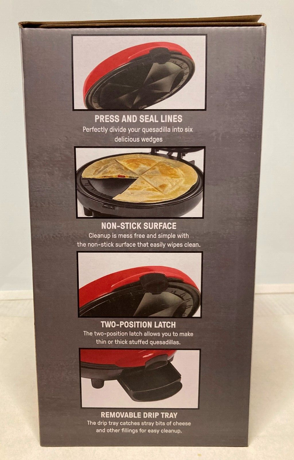 Appetit Quesadilla Maker Red 6 Wedges Electric, Non-Stick, Drip Tray, Latch, NEW