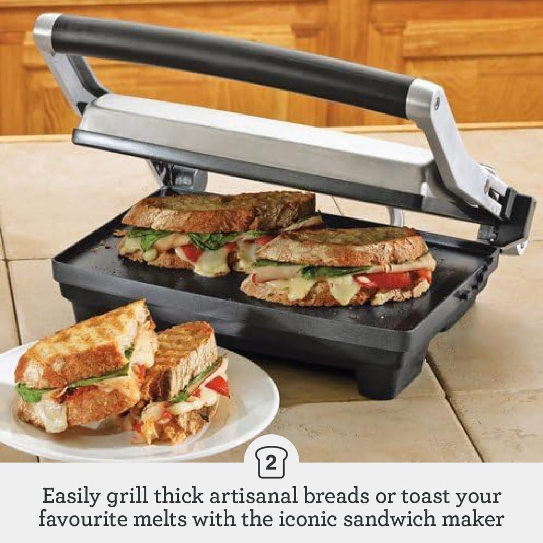 BSG520XL Panini Duo Sandwich Maker Brushed Stainless Steel Toast two sandwiches