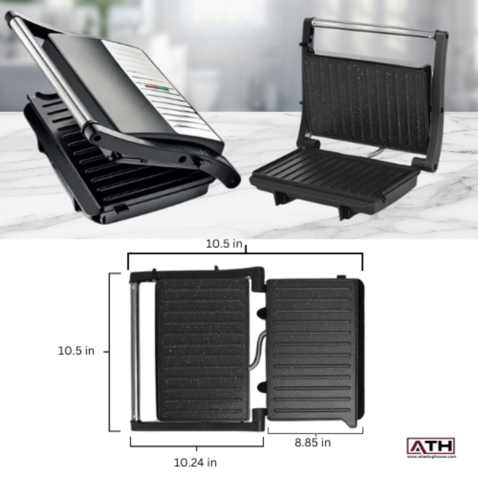 Panini Press Grill – Sandwich Maker with Non-Stick Cooking Plate Black