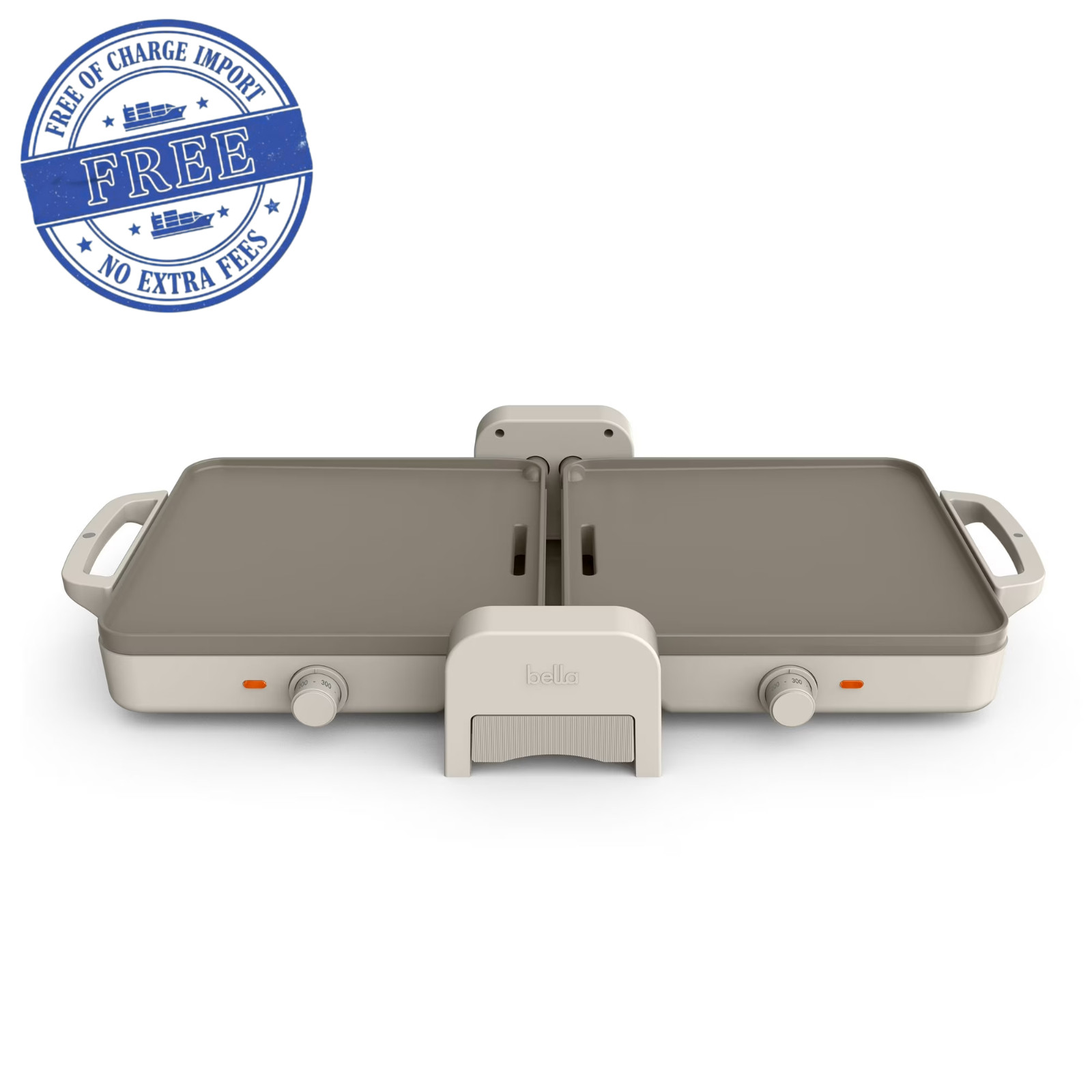 bella 10″x 20″ Ceramic Fold-n-Store Dual Temp Griddle, Nonstick Coating, Oatmilk