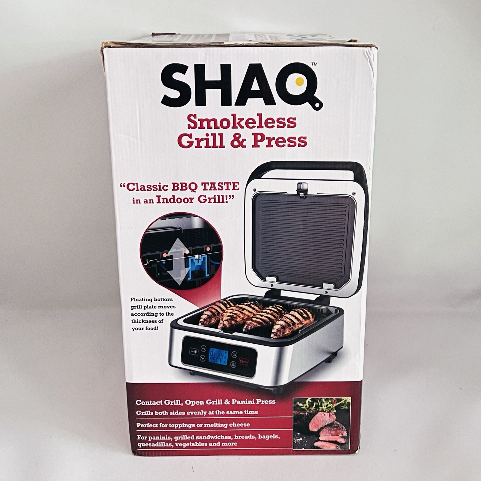 SHAQ 3-in-1 Smokeless Grill and Press New Open Box