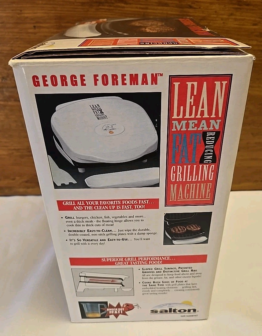 NEW George Foreman GR10AWHT Lean Mean Fat Reducing Grilling Machine Salton