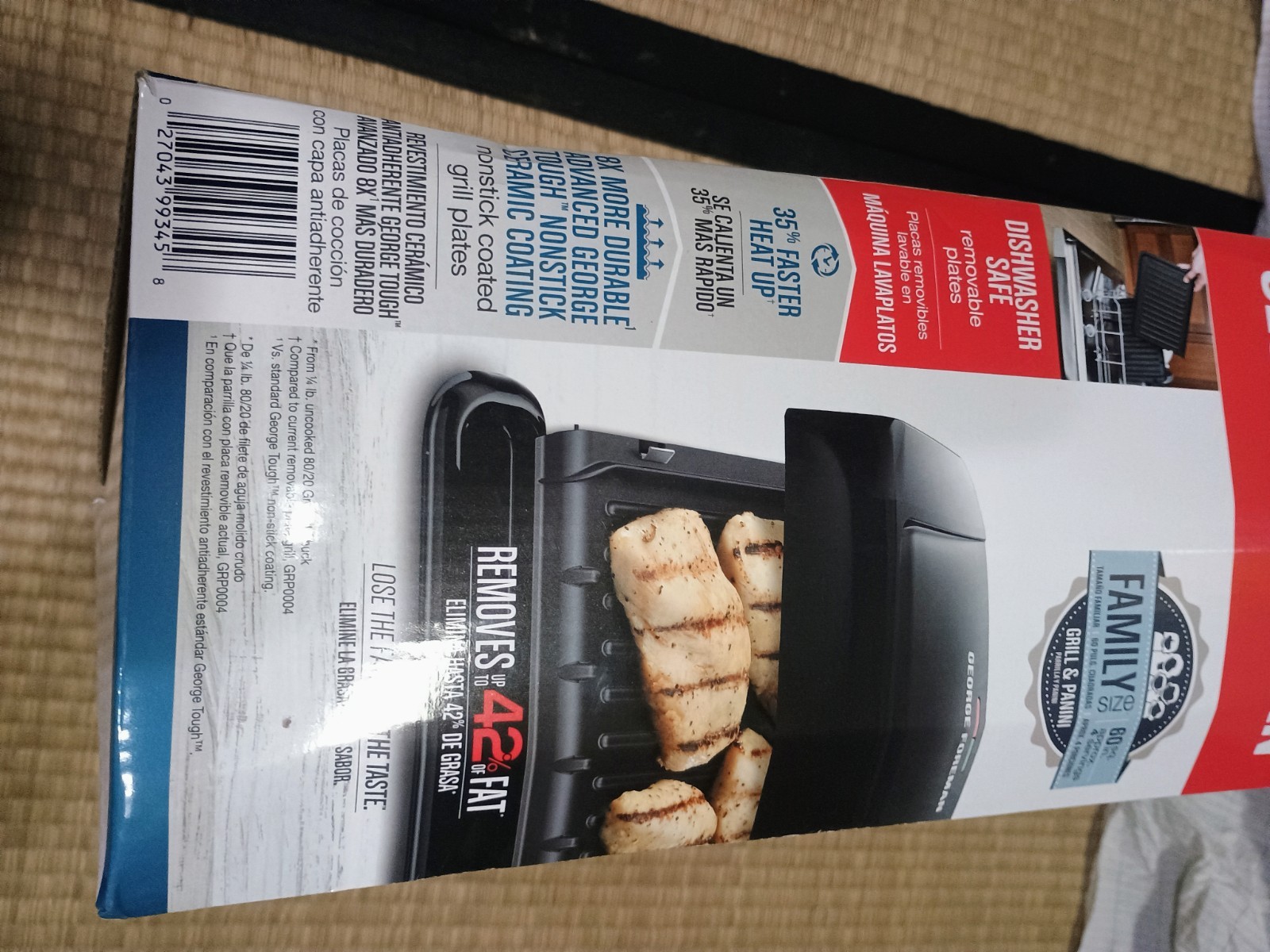 George Foreman GRP1060B-TX Grill Panini Press Ceramic Removable Plates OPEN BOX