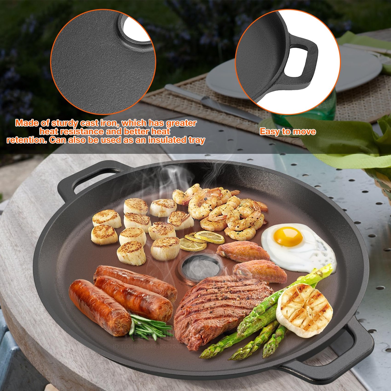 Cast Iron Griddle Pan for Rocket Stoves, Charcoal & Gas Grills – Nonstick Rou…