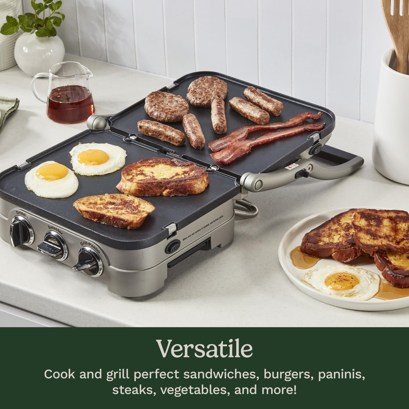 Griddler Indoor Grill, Panini Press, Sandwich Maker & More, 5in1 Grilling, Di…