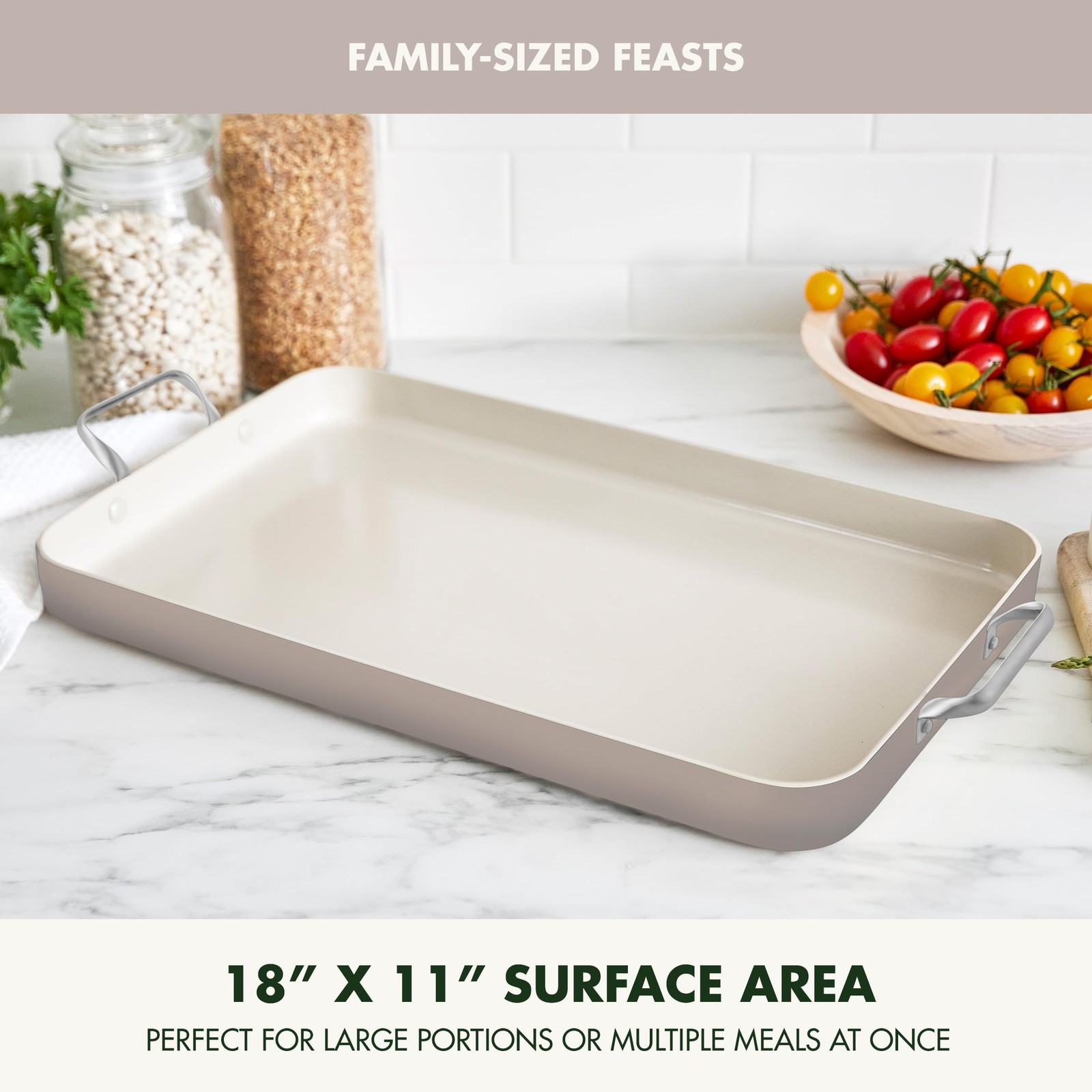 18″ x 11″ Double Burner Griddle Pan, Hard Anodized Healthy Ceramic Nonstick P…