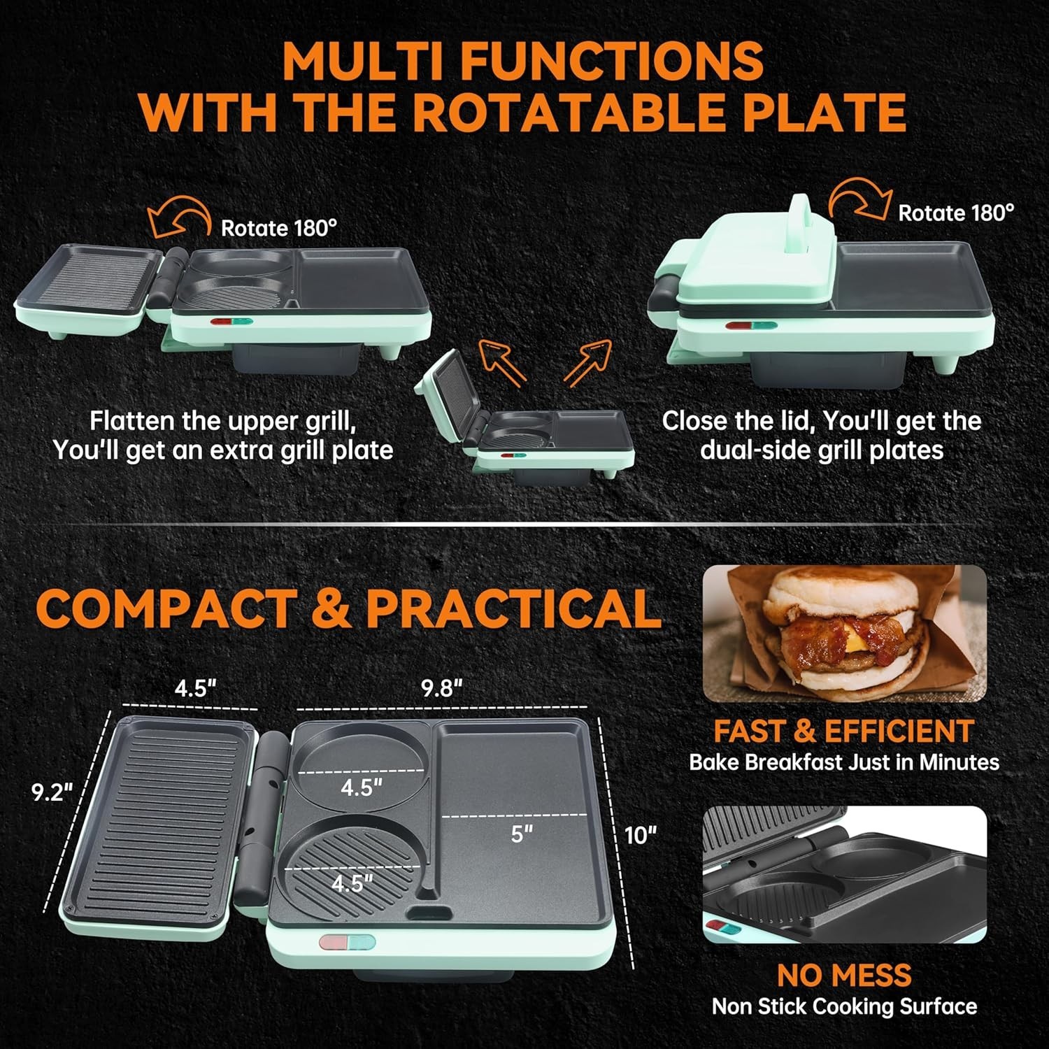 Versatile Electric Breakfast Station – Make Sandwiches, Burgers, Pancakes