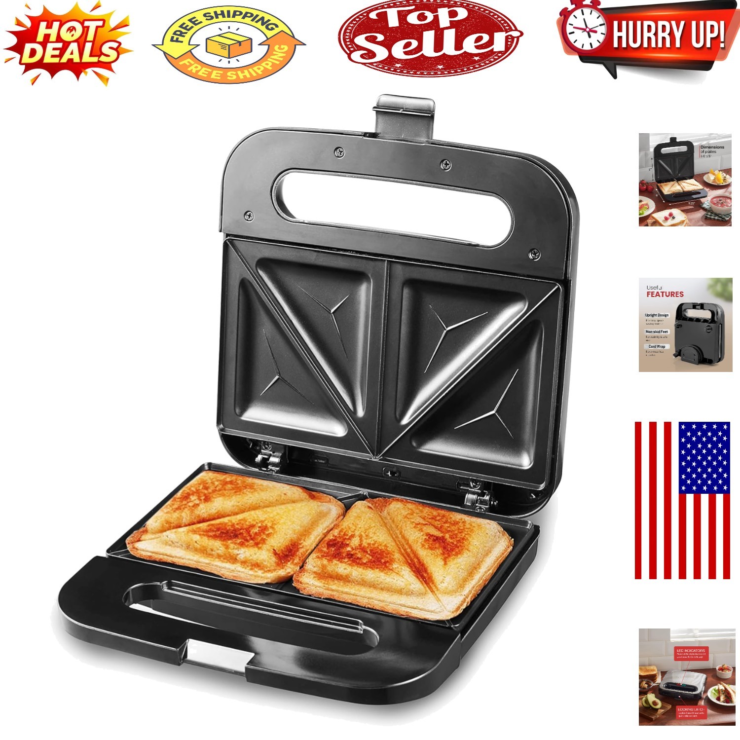 Stainless Steel 2-Slice Sandwich & Grill Maker