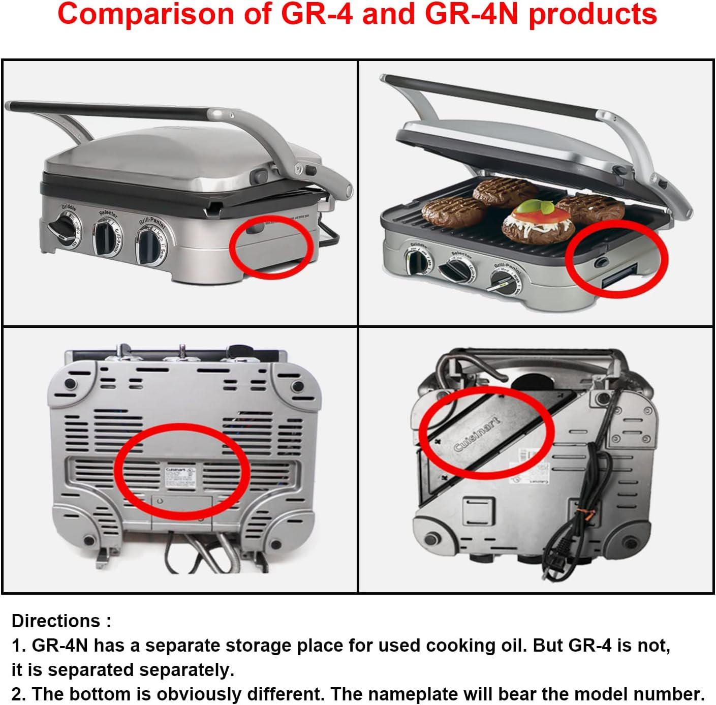 Waffle Plates for Cuisinart Griddler GR-4N, GR-5B, GR-6 and GRID-8N Series – 4 S