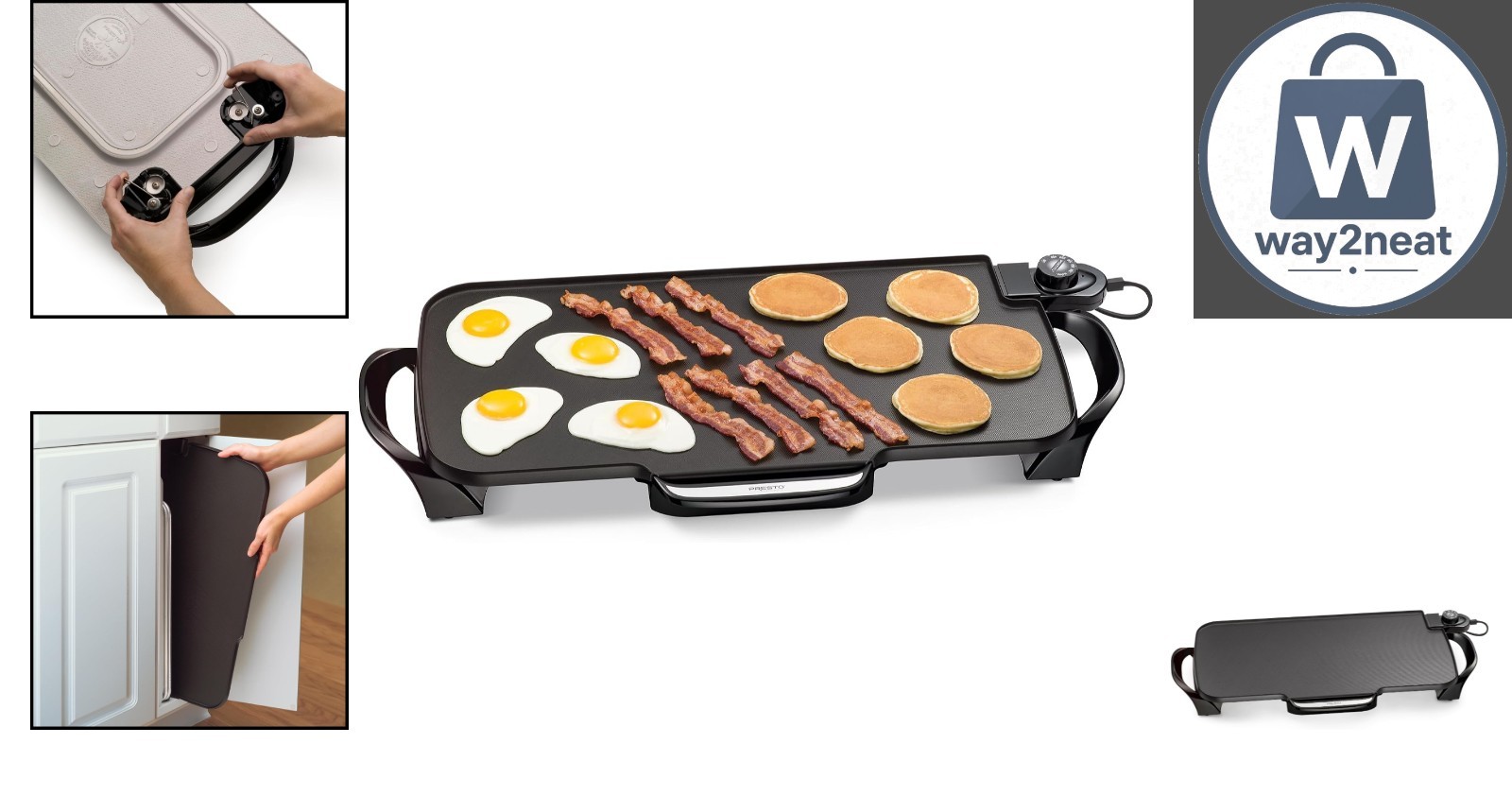 22-Inch Nonstick Electric Griddle with Removable Handles for Effortless Cooking