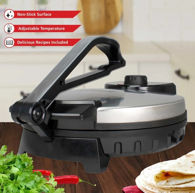 Tortilla Maker 10″ Brentwood Electric Non-Stick Adjustable Temp Stainless Steel