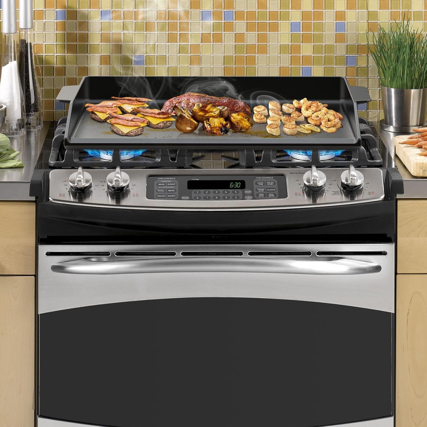 Onlyfire Cast Iron Griddle Flat Top Grill Plate Pre-Seasoned Nonstick 23″x16″