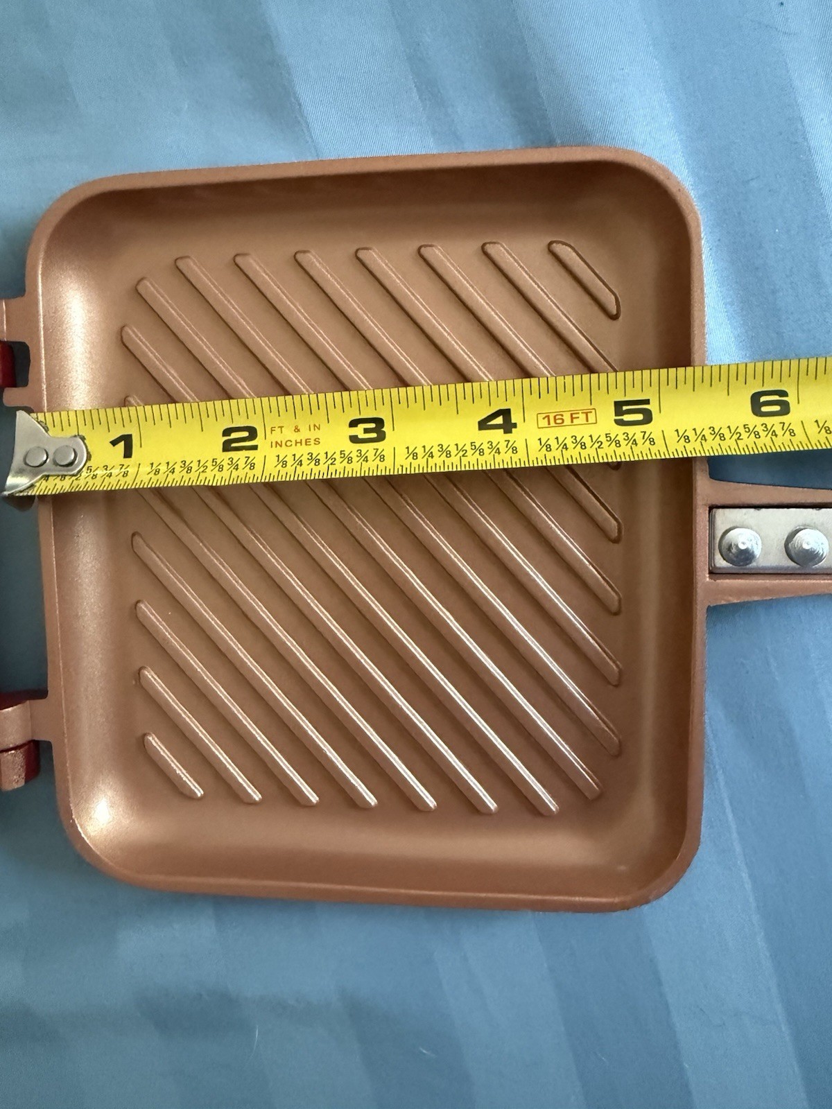 Red Copper Flipwich Stovetop Nonstick Square Ceramic Panini Sandwich Maker