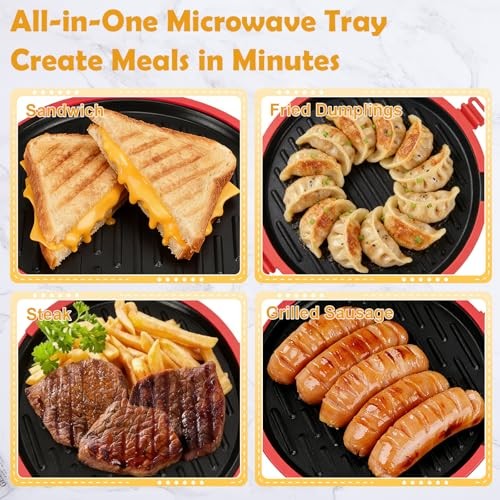 9.5 in Microwave Sandwich Maker, Non-Stick Pizza and Bacon Cooker | Large Red