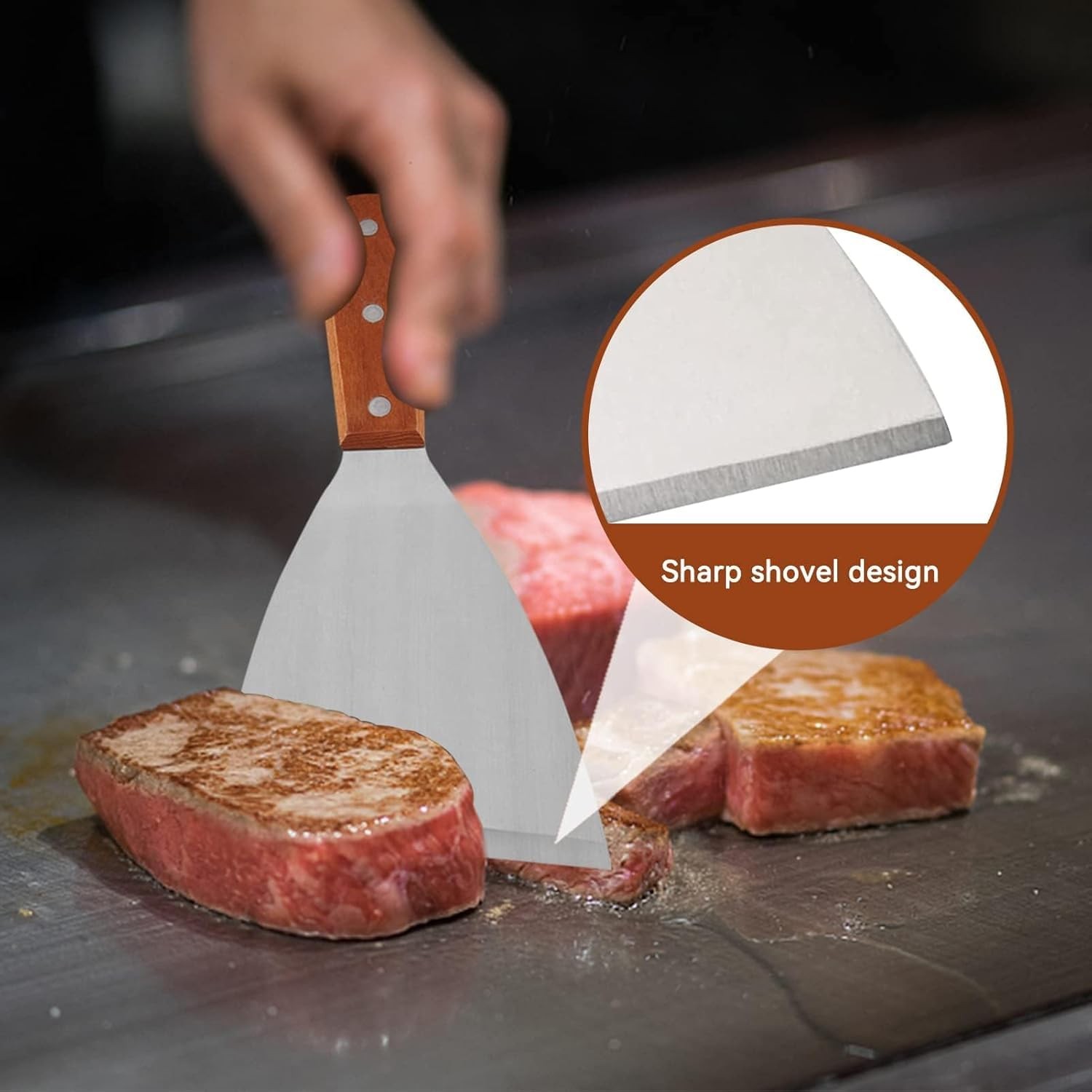 Cyoufine 2PC Grill Griddle Spatula Scraper Stainless Steel 9 Inch, Silver