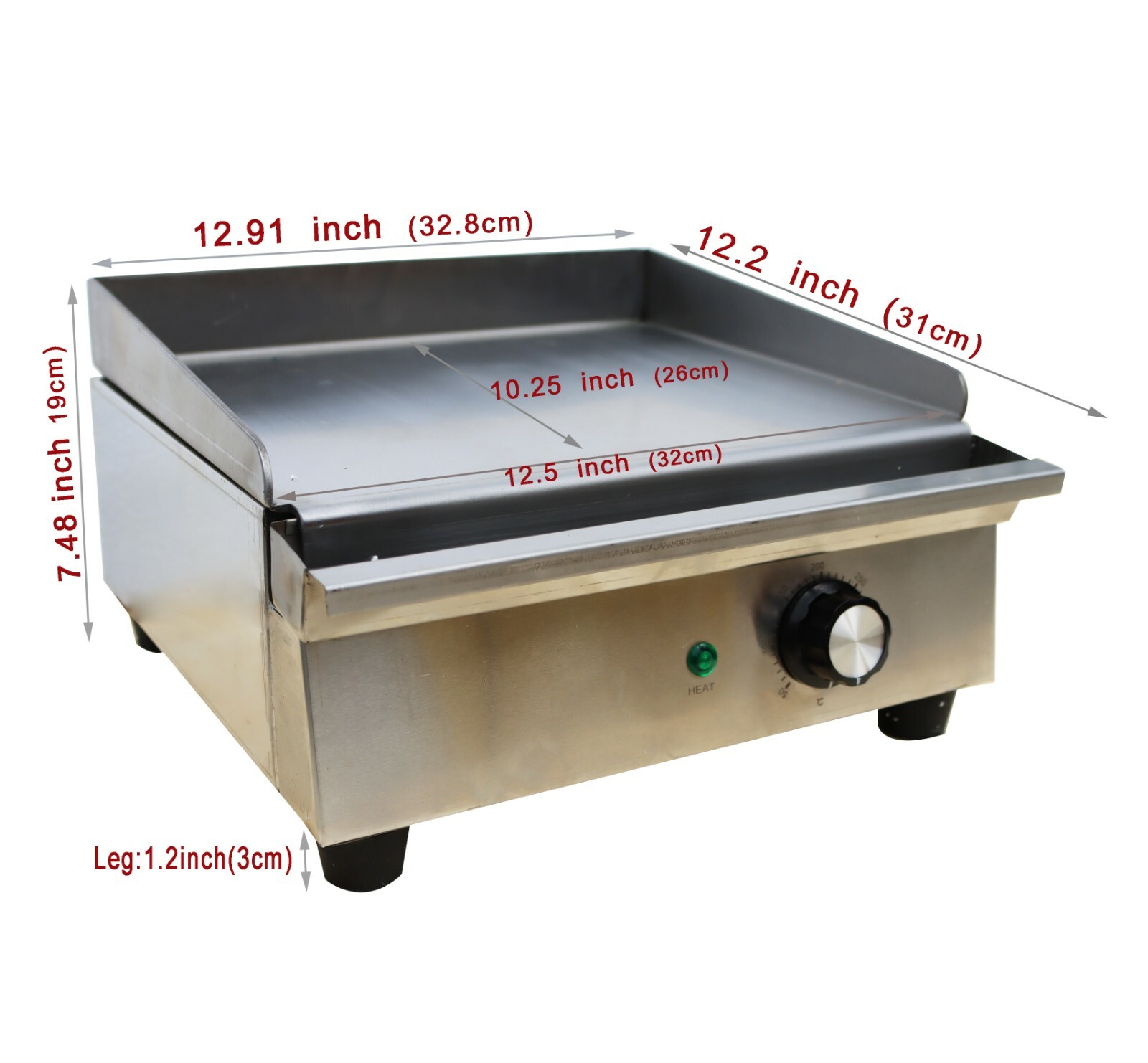 110V Stainless Steel Commercial Electric Countertop Flat Cooking Griddle Grill