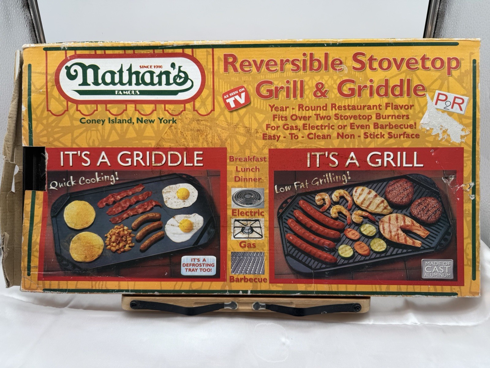 Nathan’s Reversible Stovetop Grill & Griddle ASOT Non Stick Cast Aluminum Used