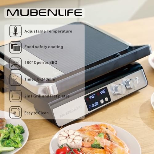 Panini Press 4 Slice Contact Grill Removable Plates