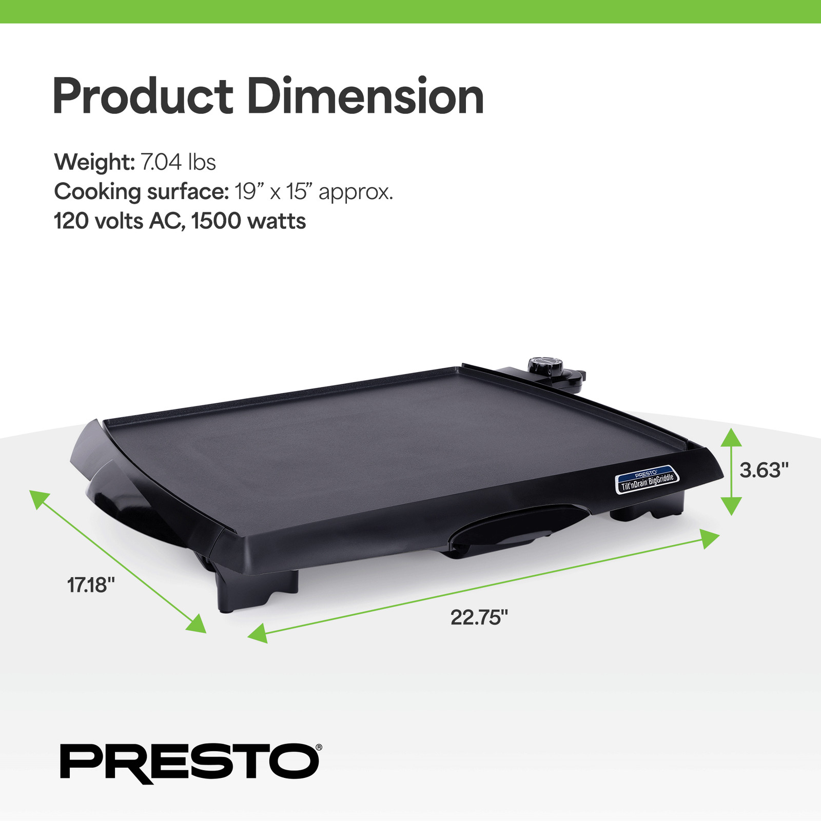 Presto Tilt ‘n Drain BigGriddle w/Nonstick Ceramic Cooking Surface (Open Box)