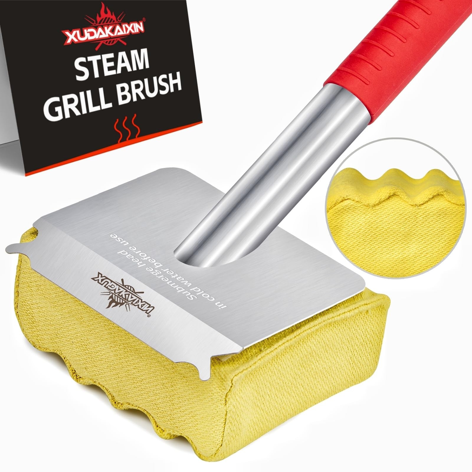 XUDAKAIXIN Grill Brush Bristle Free,Aramid Fiber Wavy Pad Seamless-Fit Yellow