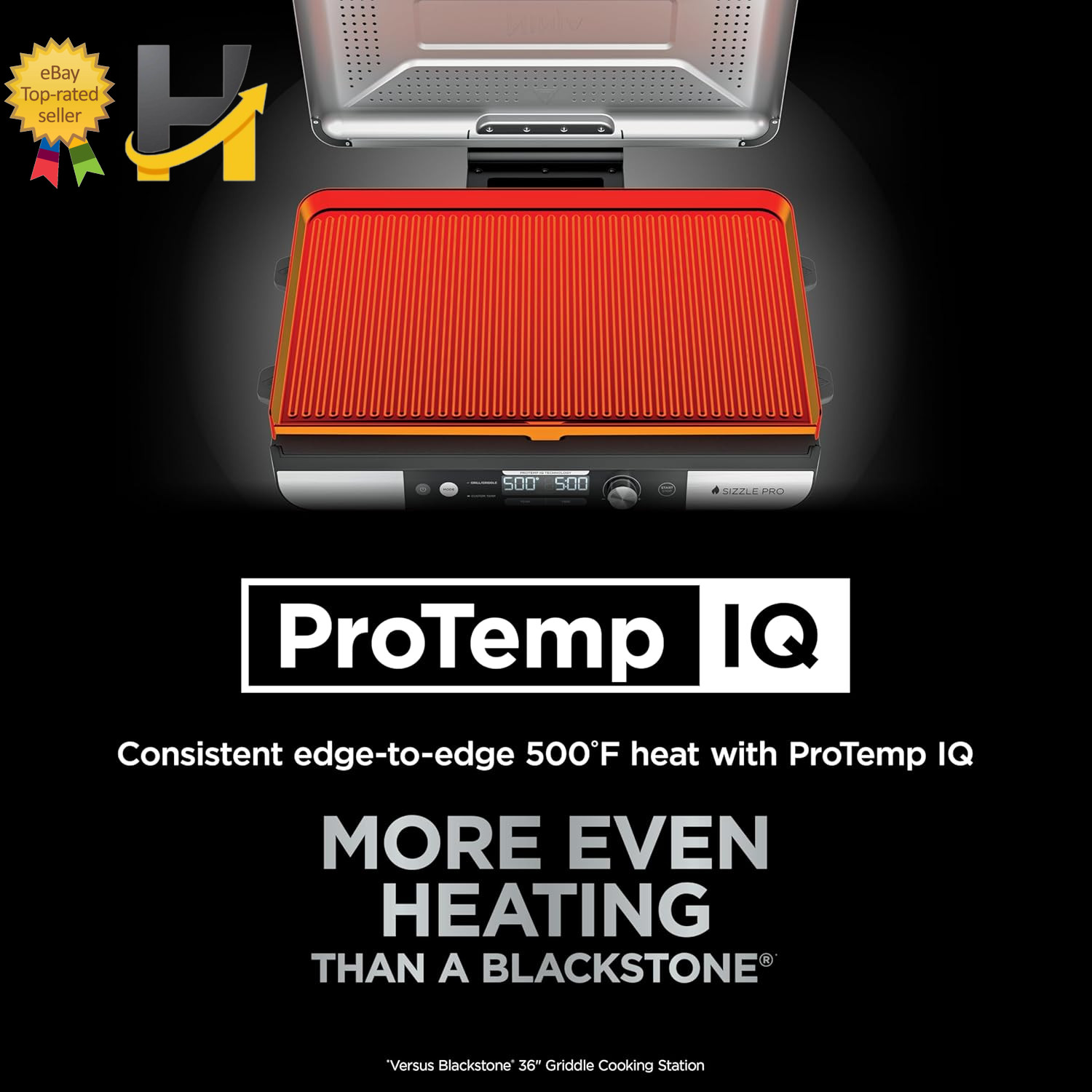 Sizzle Pro XL 20″ Indoor Griddle + Grill Detachable Ventilated Lid Grease Contro