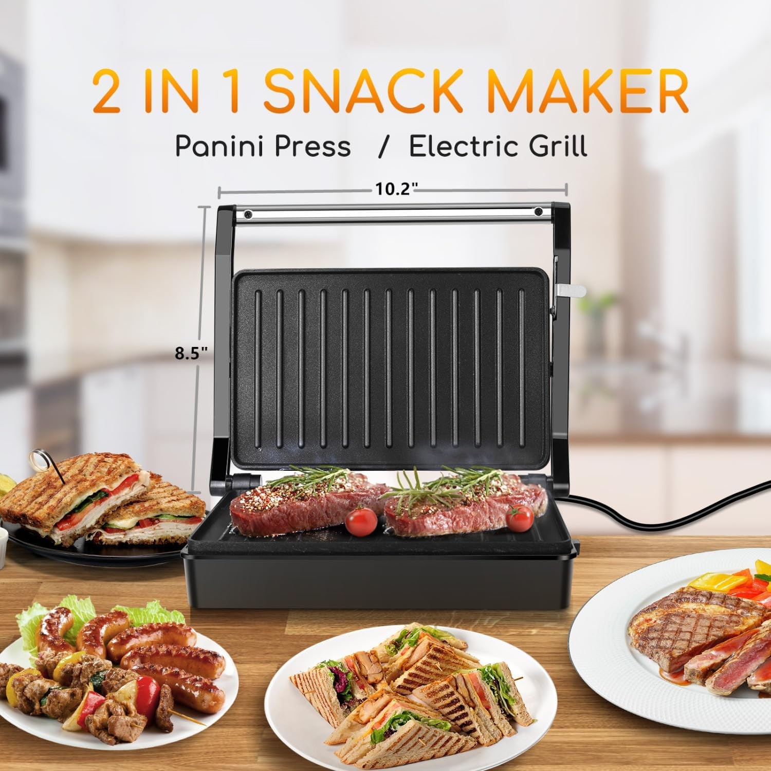 Aigostar 1000W Panini Press Sandwich Maker with Non-Stick Coated Plates | Ind…
