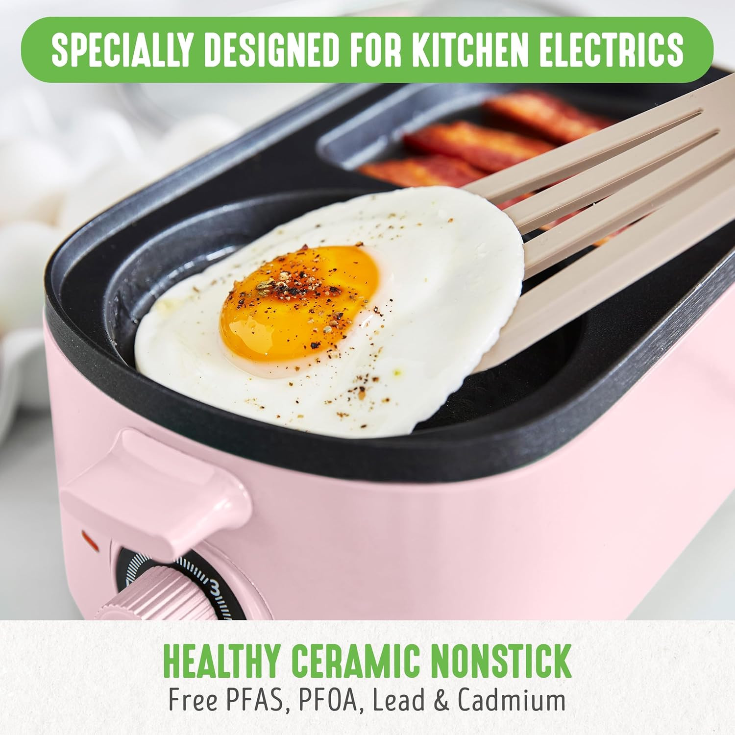 3-In-1 Breakfast Maker Station, Healthy Ceramic Nonstick Dual Griddles