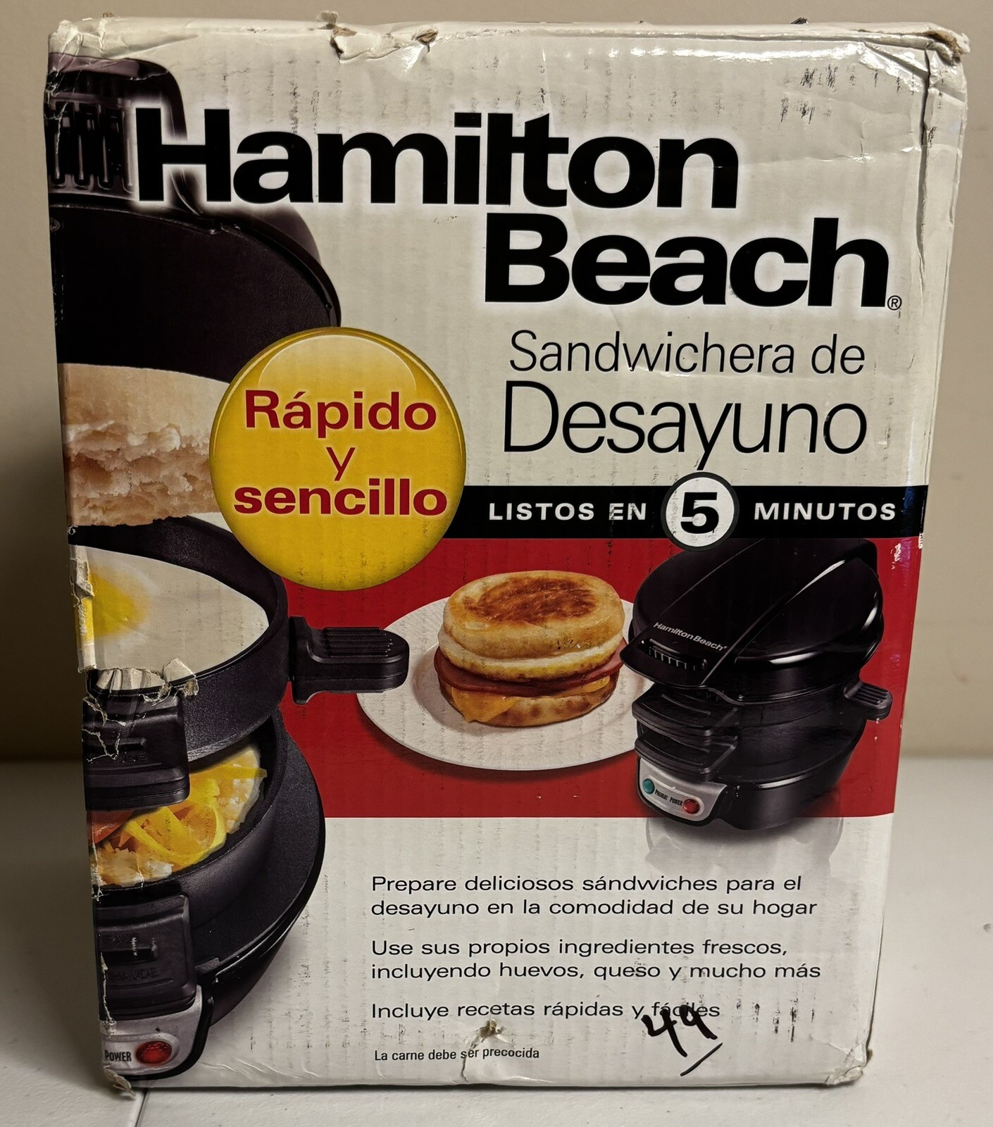Hamilton Beach Quick & Easy Breakfast Sandwich Maker Black Open box