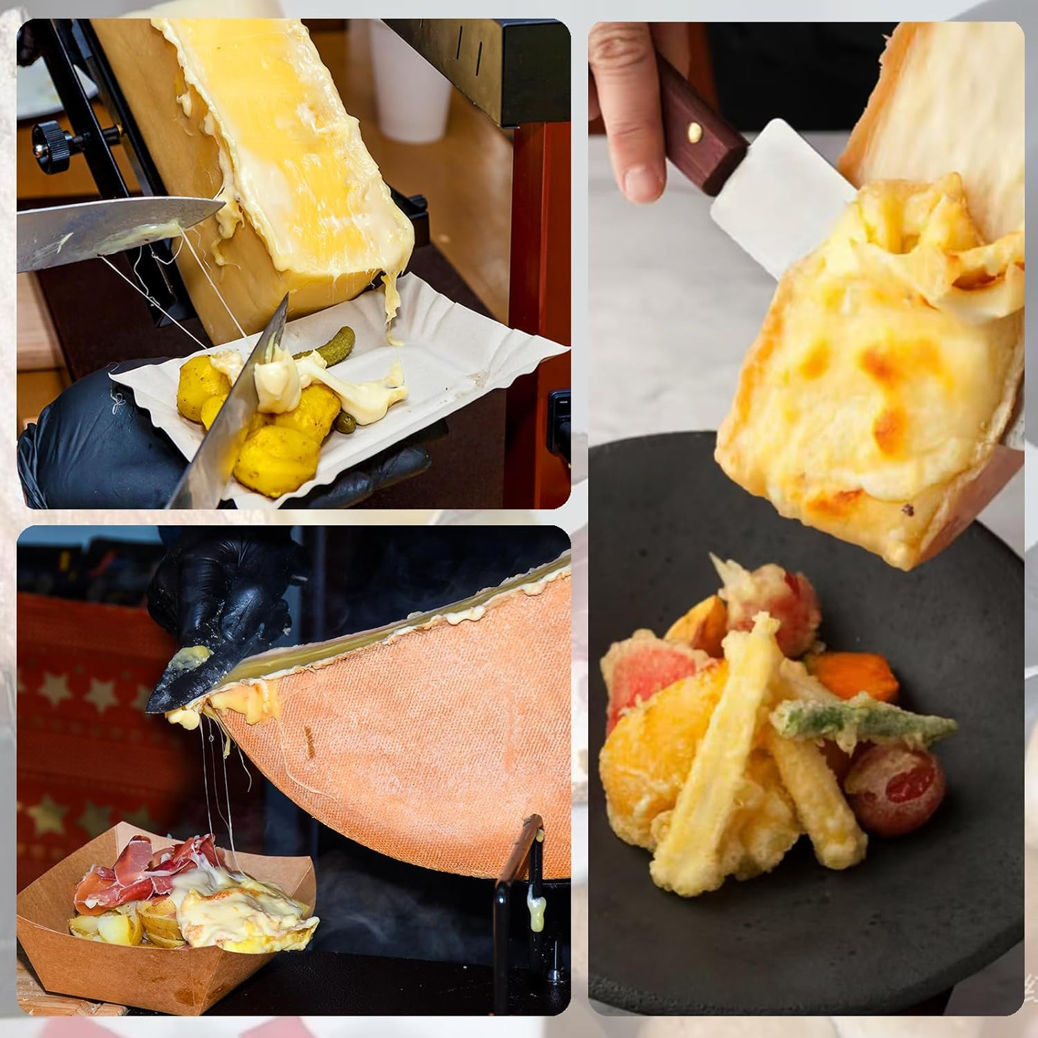 750W Electric Raclette Cheese Melter with Adjustable Height for Perfect Melting