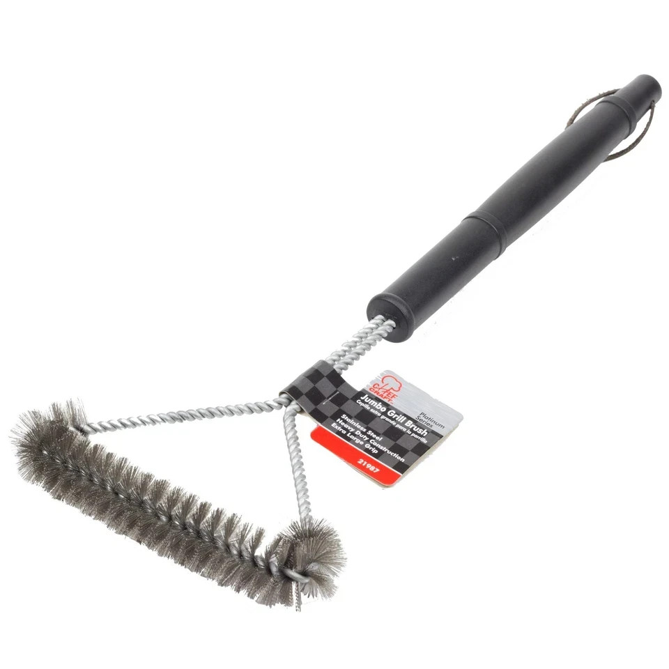 Chef Craft Select BBQ Grill Brush, 18 inches in length, Stainless Steel/Black