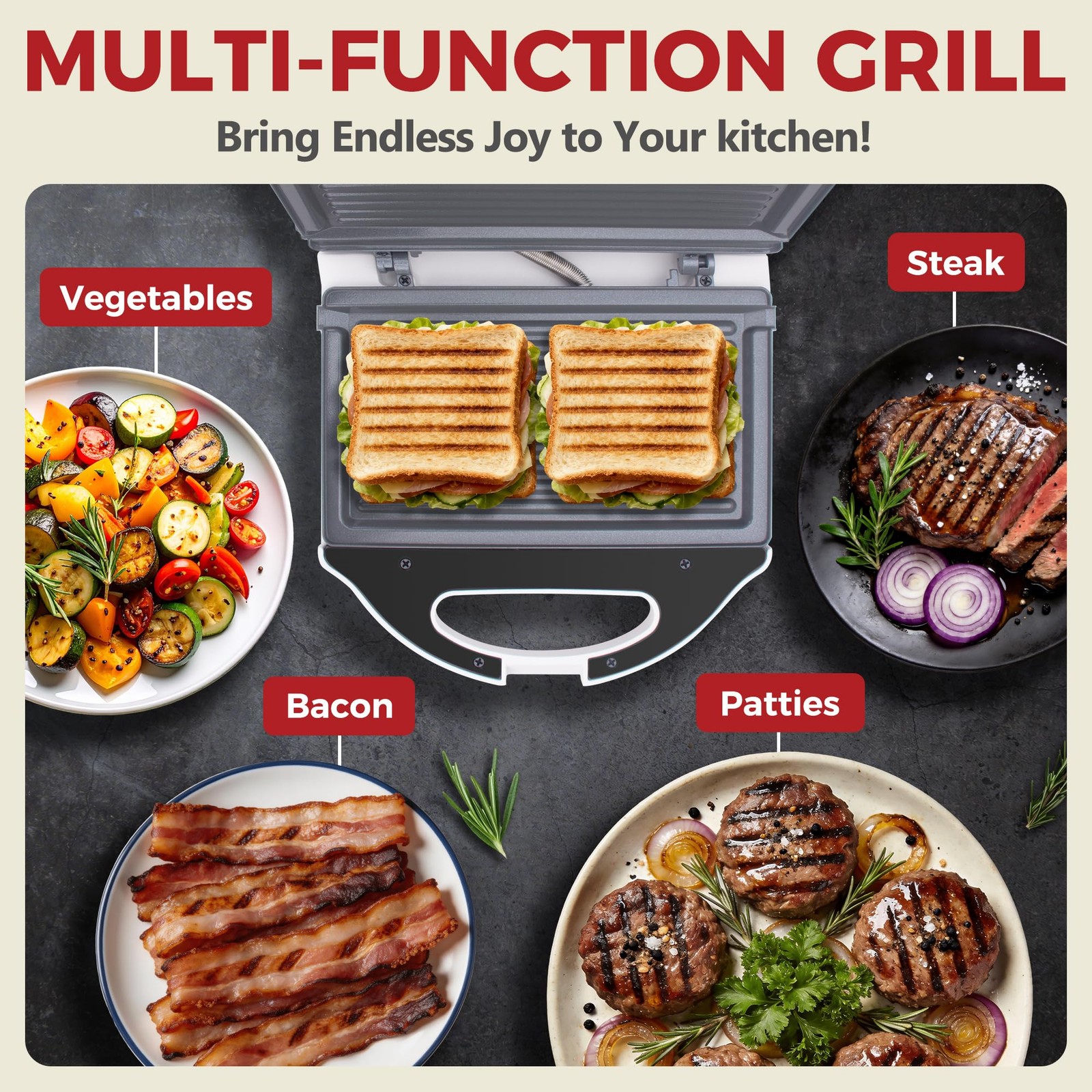 Ceramic Mini Panini Press Grill Sandwich Maker, Mini Sandwich Press, Panini M…