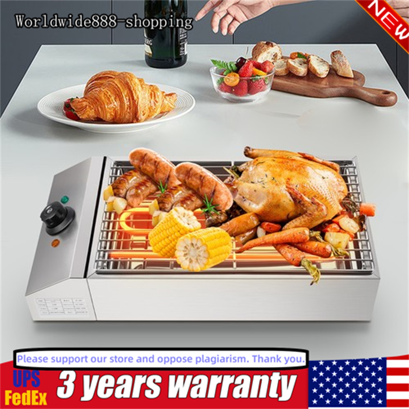 Electric 1800W Griddle Flat Top Grill Hot Plate BBQ Countertop Commercial Grills