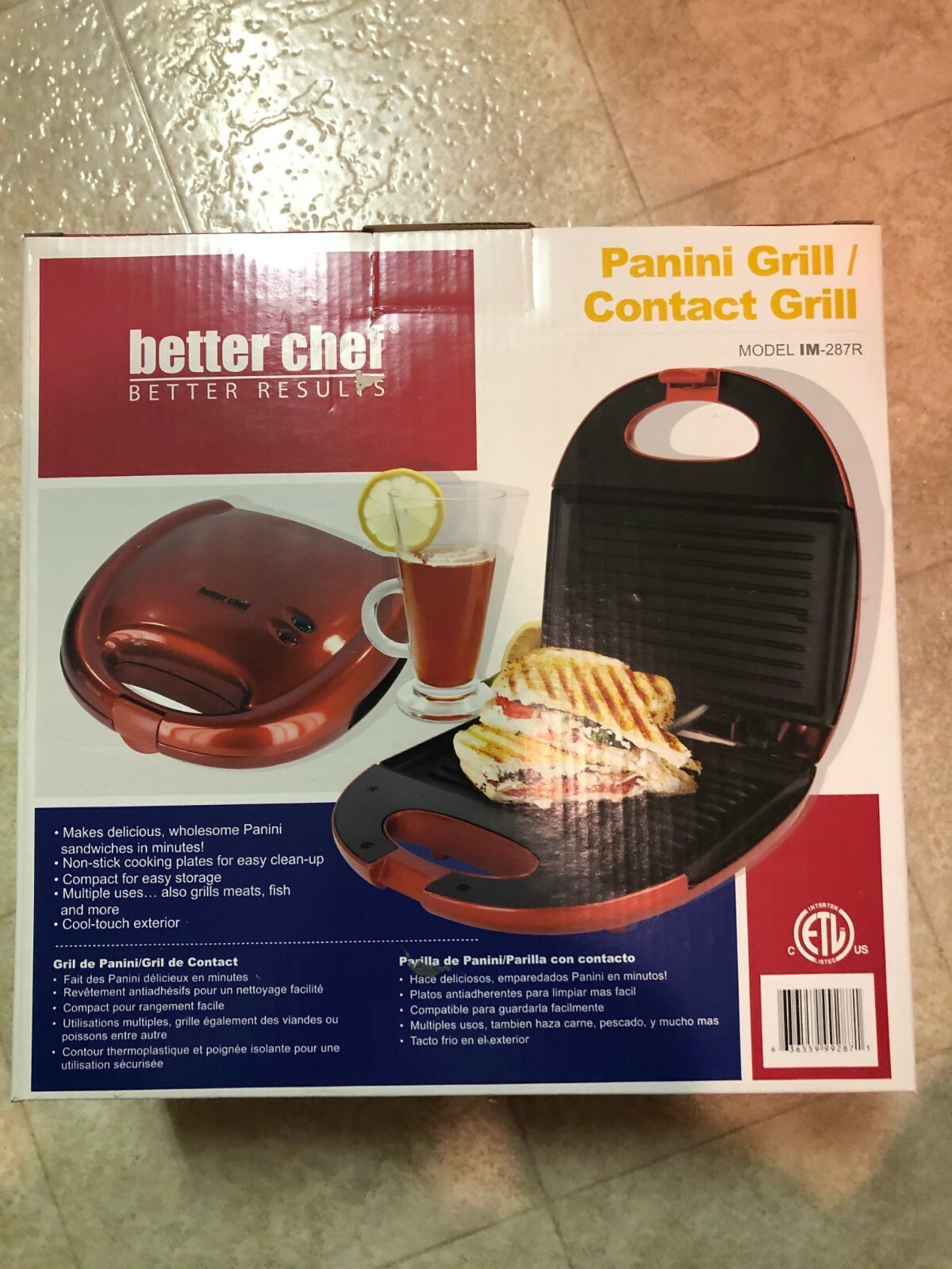 Better Chef Panini Grill Model Im-287r