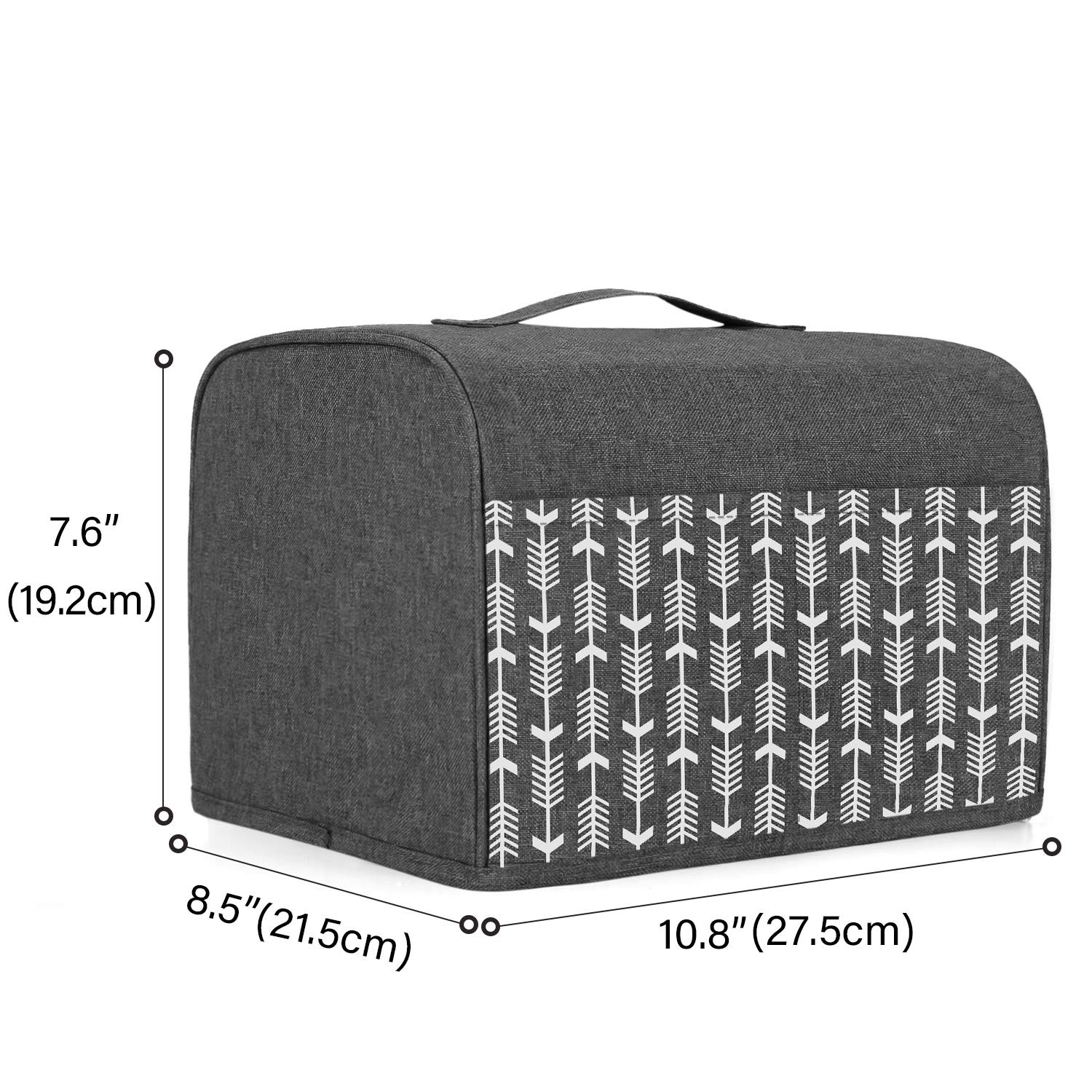 Yarwo 2 Slice Toaster Cover with Pockets and Top 2 Slice, Gray Arrow