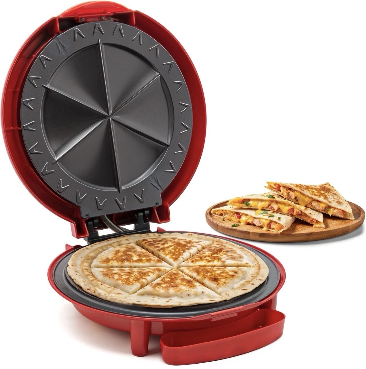 Elite Gourmet EQD-118 Electric Non-Stick 11″ Quesadilla Maker, 11 “, Red