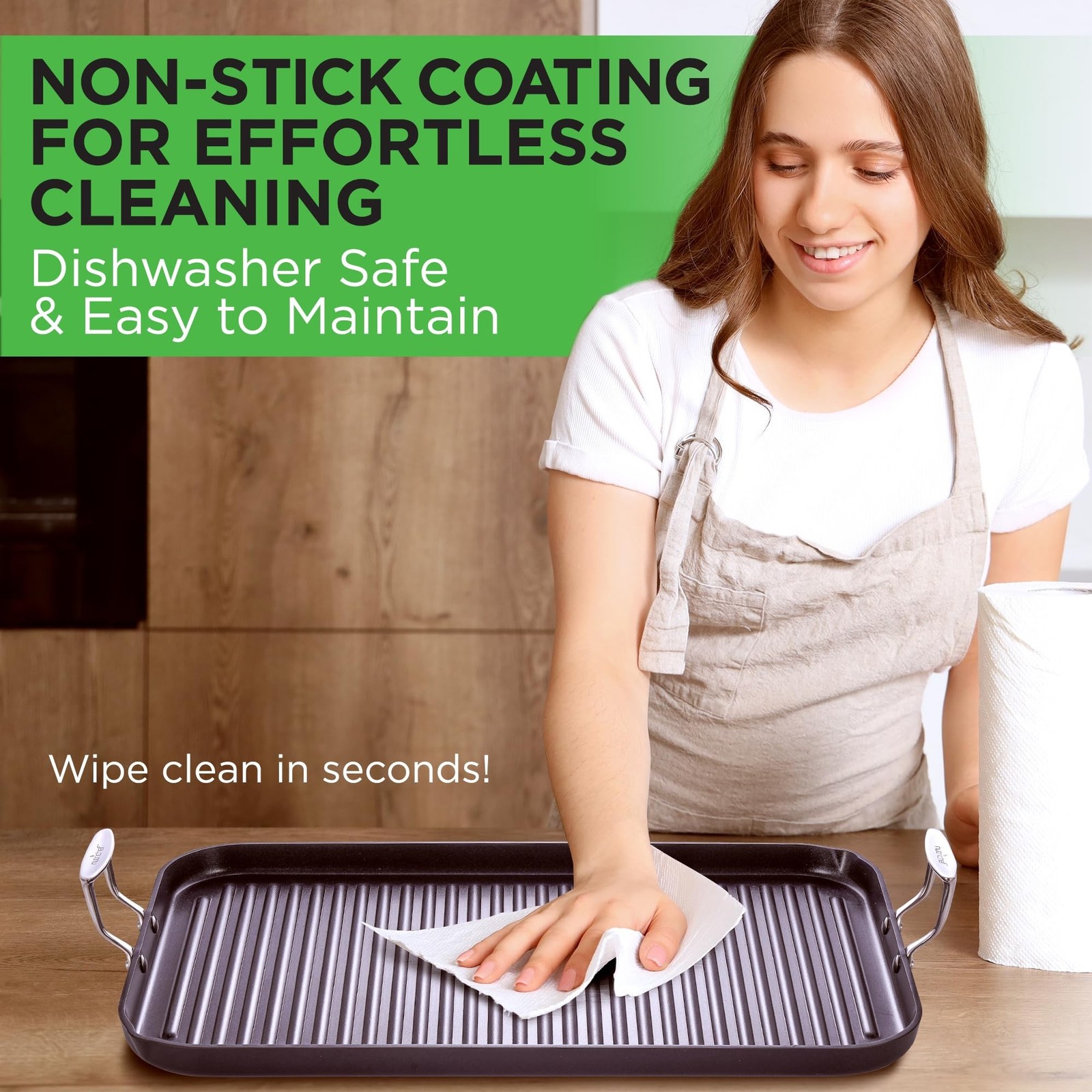 NutriChef Nonstick Stove Top Grill Pan – PTFE/PFOA/PFOS Free Need two Burners…