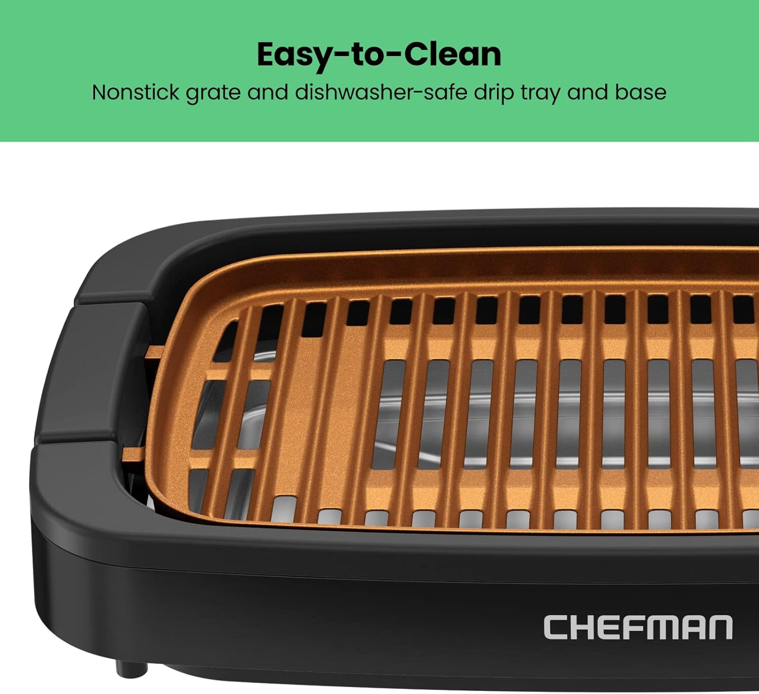 Smokeless Indoor Electric Grill, Copper, Extra Large, Non-Stick Tabletop Grill