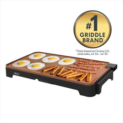 Bella XL 12″x22″ Electric Ceramic Titanium Non-Toxic Griddle, Copper/Black 14648