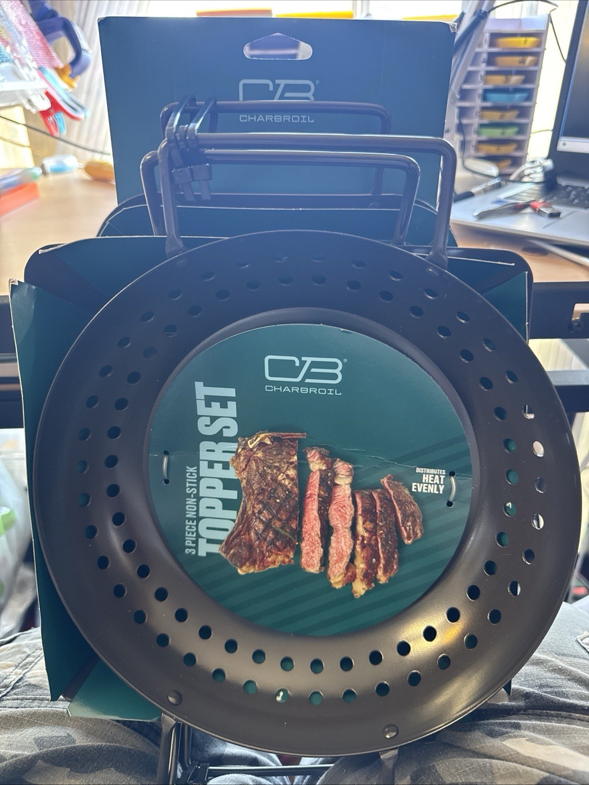 Char-Broil 3pc Grilling Topper Set Black: Non-Stick, Hand Washable, Steel