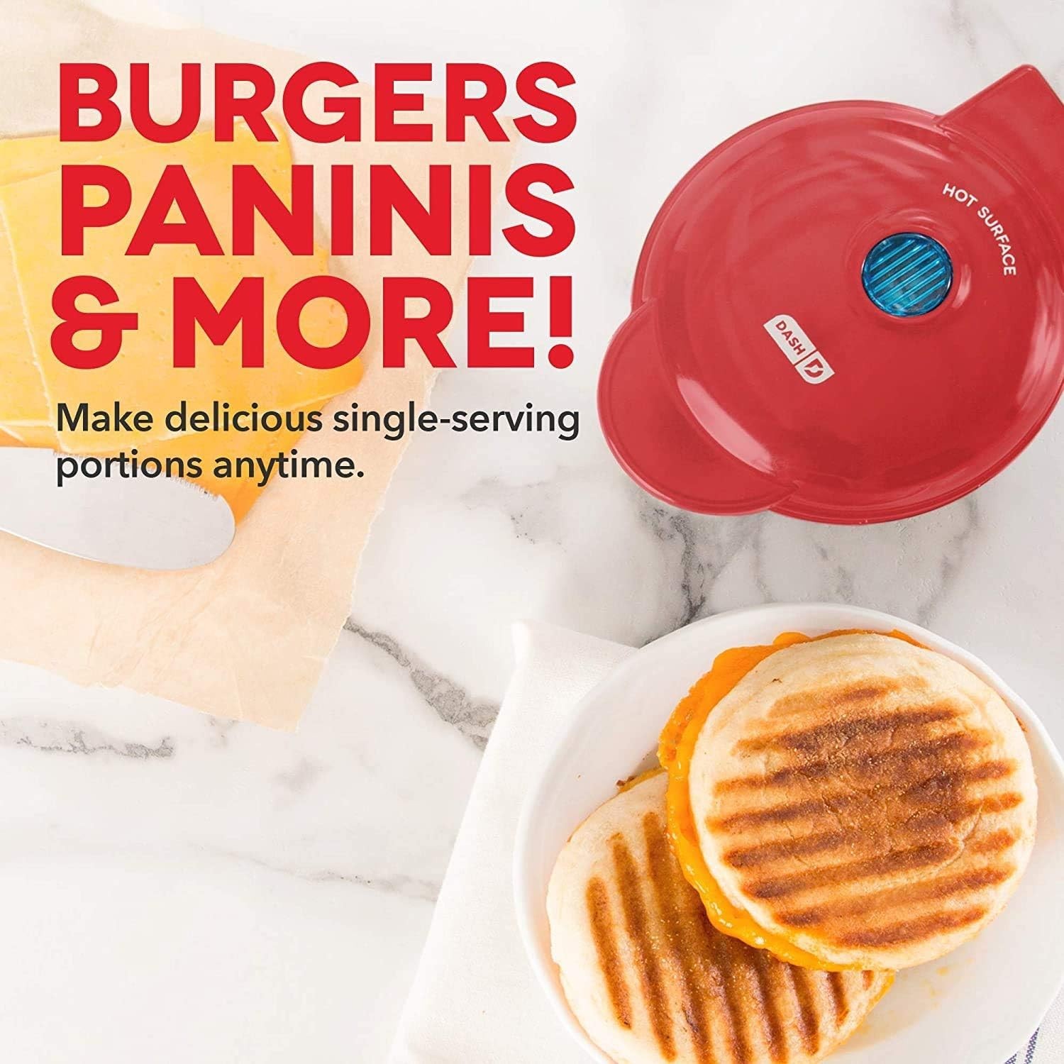 DASH Mini Maker Portable Grill Machine + Panini Press for 4″ Burgers, Sliders