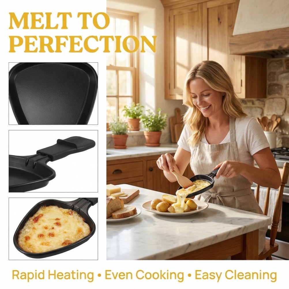 2Pcs Reusable Small Raclette Cheese Pan Non Stick Grill Tray for Indoor Cooking