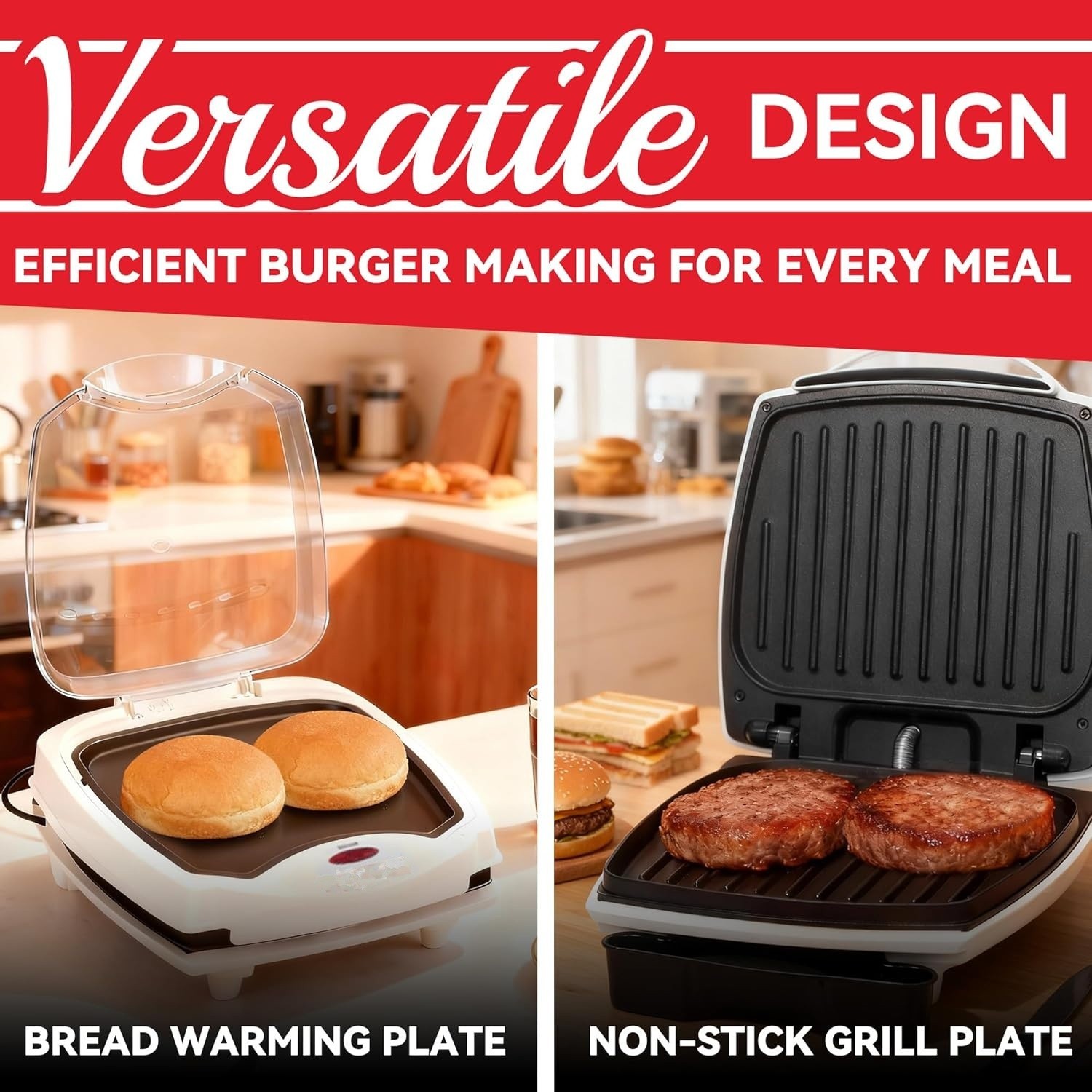 Parrilla eléctrica para hamburguesas 2 en 1, para interiores y paninis