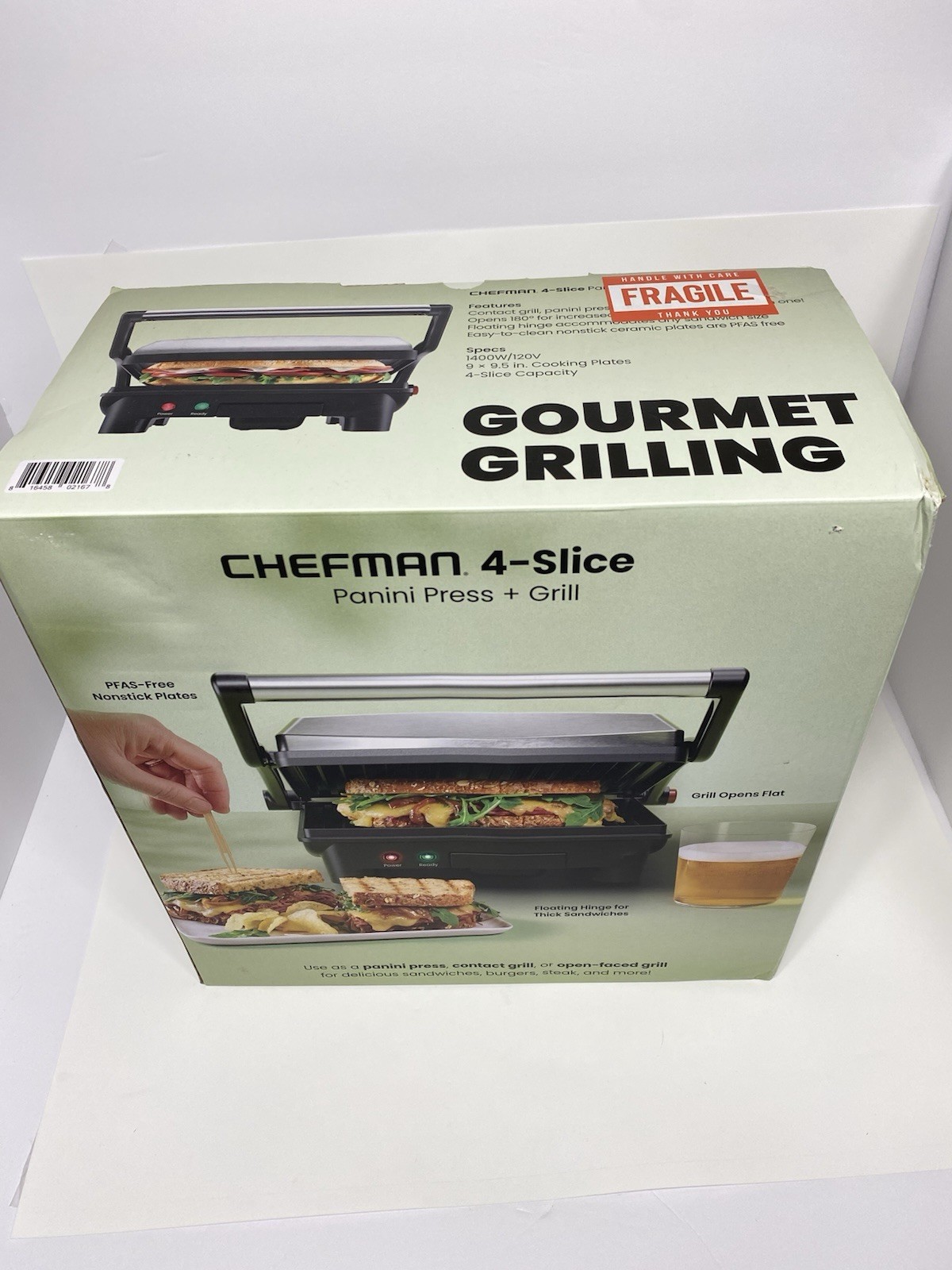 Chefman 4-Slice Panini Press Grill & Gourmet Sandwich Maker Non-Stick Plates