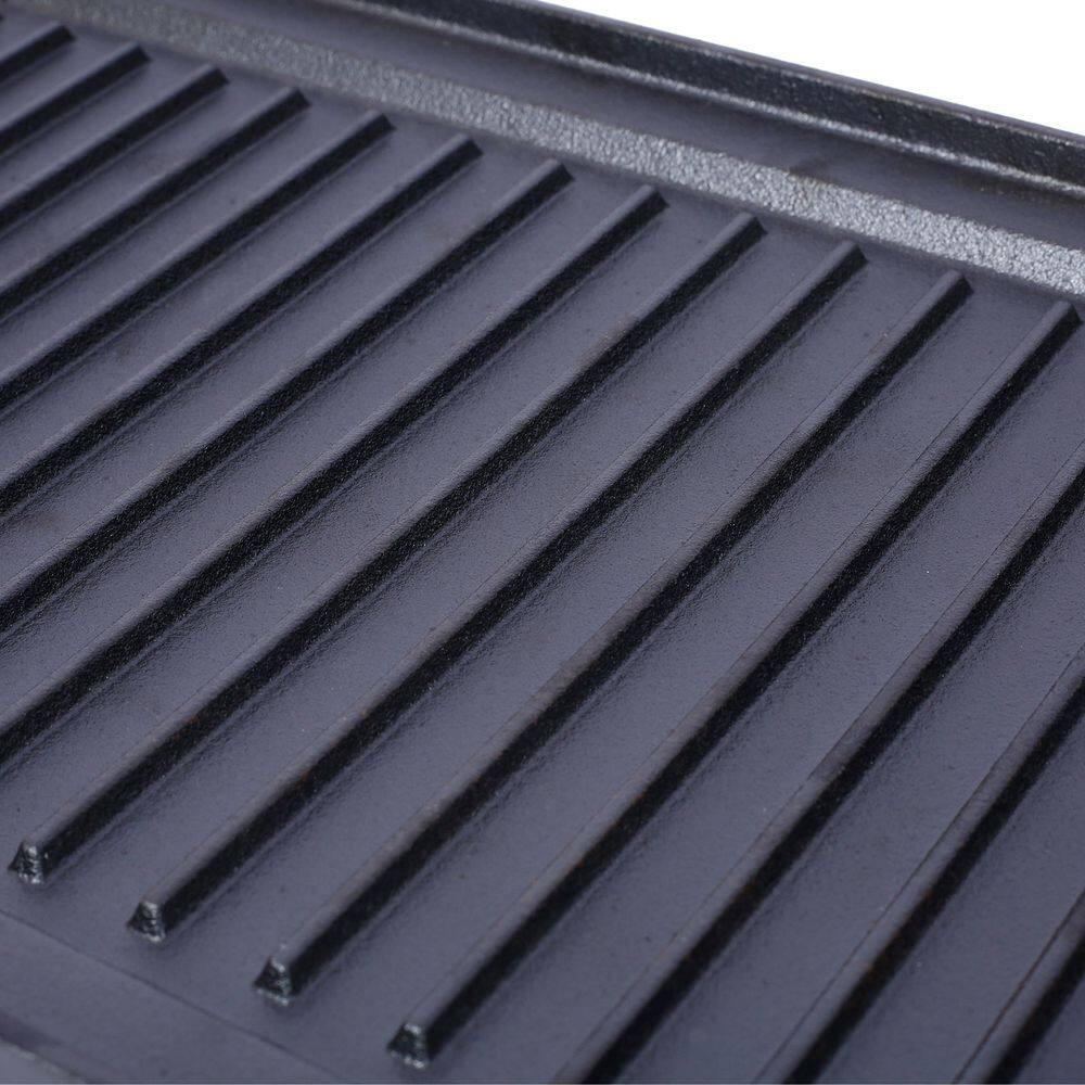 20 In. X 10 In. Pre-Seasoned Cast Iron Reversible Rectangular Grill/Griddle Blac