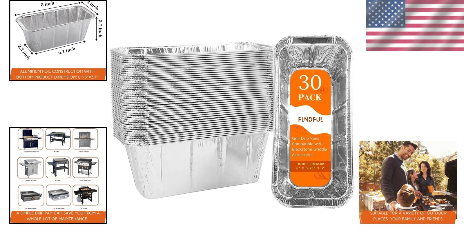 Multi-Functional 30-Pack Grease Cup Liners for 17”-36” Blackstone Griddles