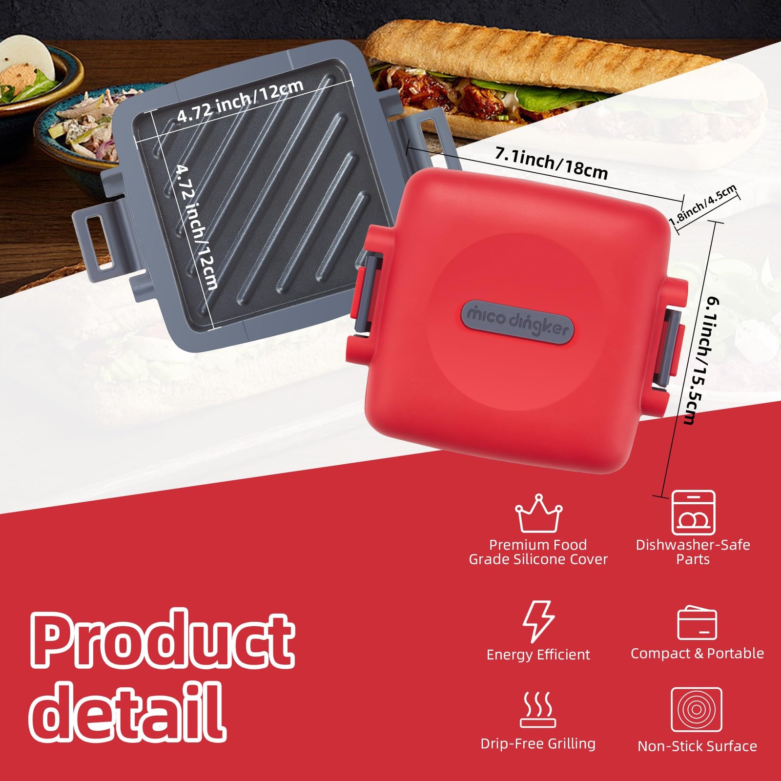 Microwave Sandwich Maker, Snack Maker & Panini Press, Removable Non-Stick Pla…