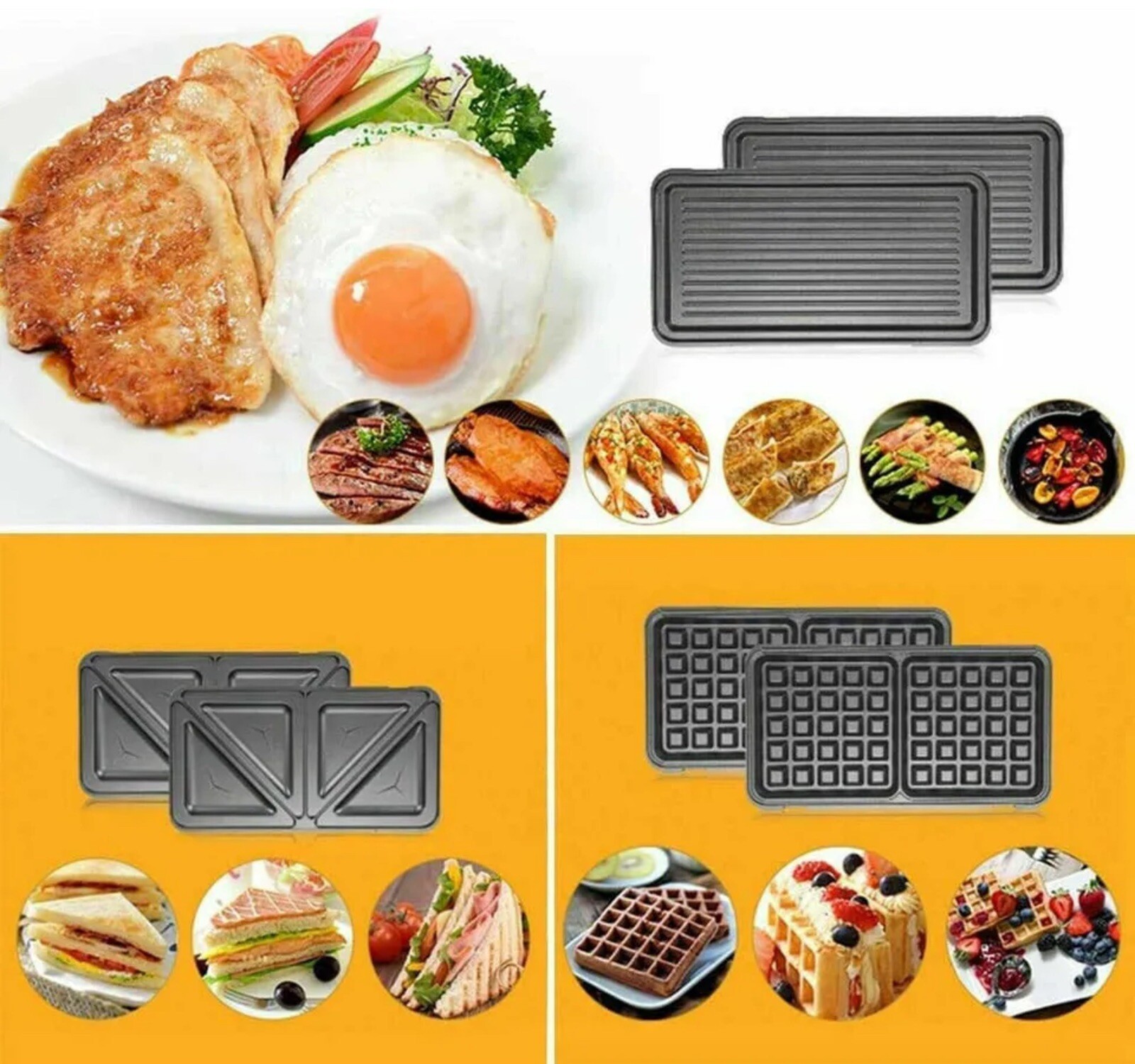 3IN 1 800W HM-5860 Toast Sandwich Waffle Toast Toast Toaster Electric Plate