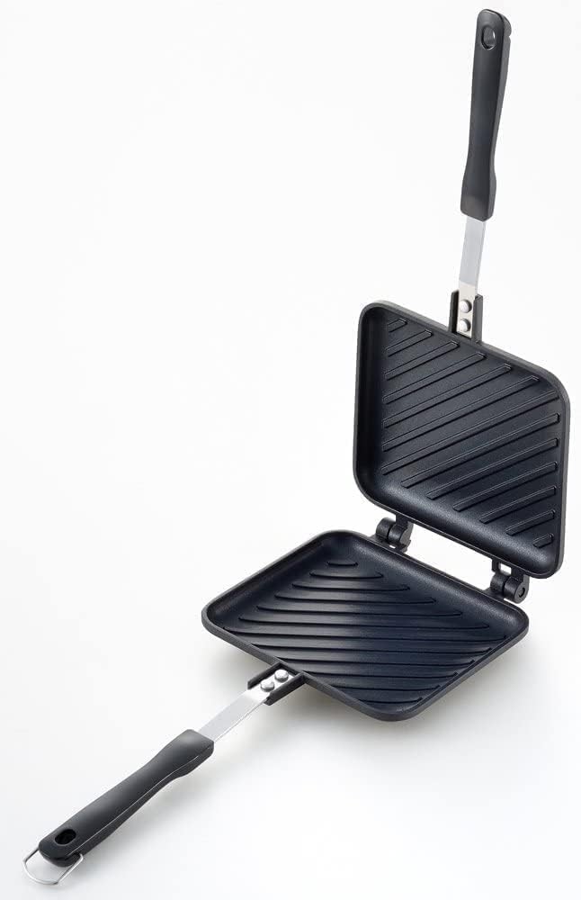 Hot Sandwich Maker Crispy Grilling Single Fluorine Treated For Gas Stoves Black