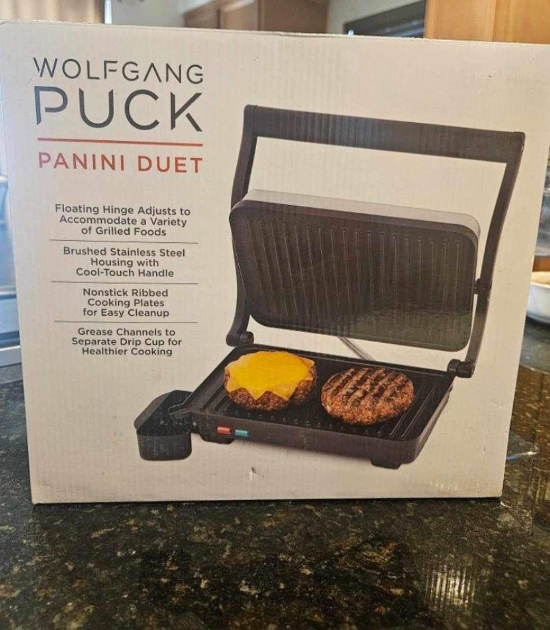 Wolfgang Puck Panini Duet Nonstick Stainless Steel Panini Maker New in Box
